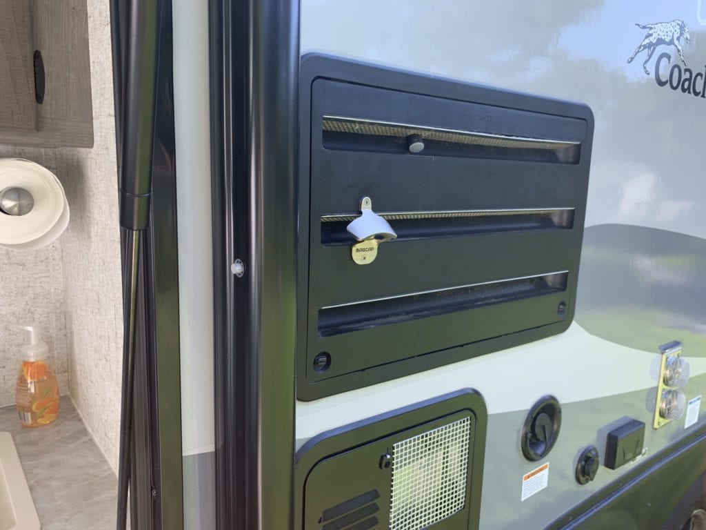 Refrigerator Outside Service Hatch With Bottle Opener