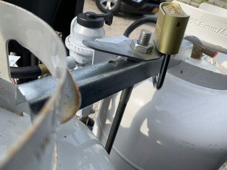 Propane Tanks With Padlock Closeup
